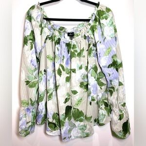 Melissa Paige Floral Print Long Ruffle‎ Sleeve Blouse Size XL
